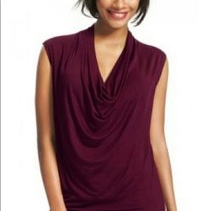 CAbi burgundy sleeveless draped cowl top!!